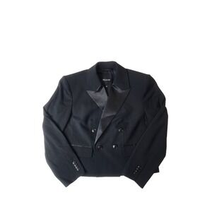 Madewell Cropped Tuxedo Blazer 2 Black Dark Academia Corporate Goth Quiet Luxury